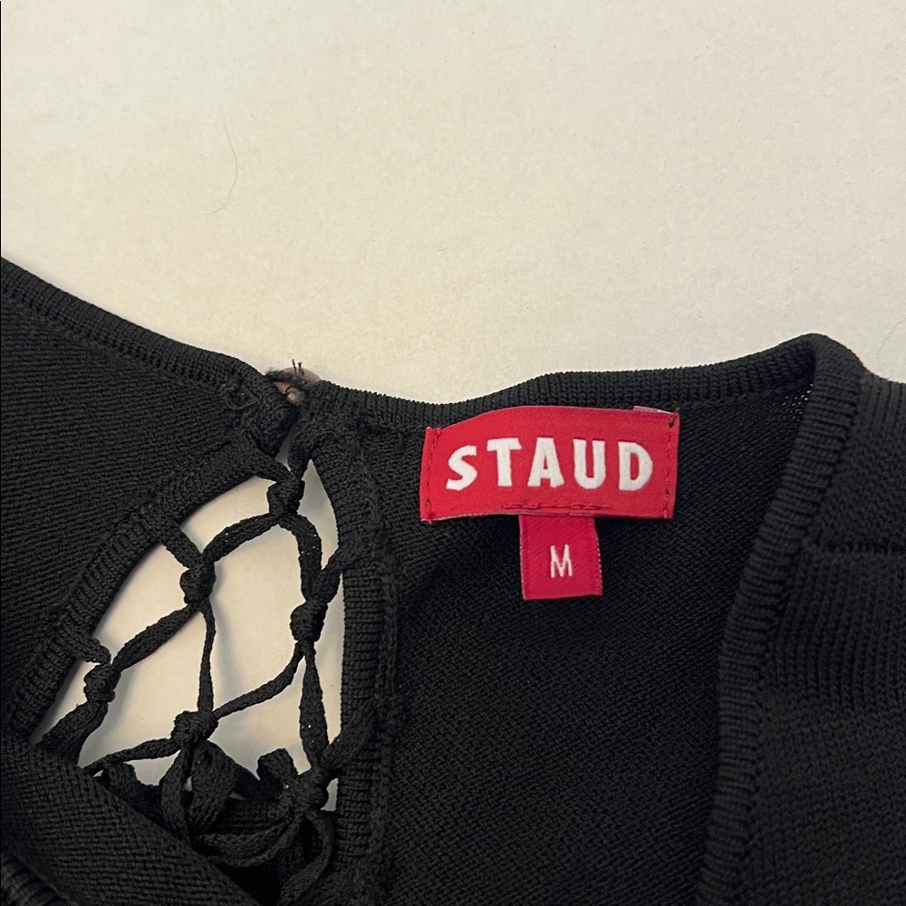 STAUD SUZEL BLACK KNIT LONG SLEEVE MAXI DRESS SMALL - Picture 10 of 14